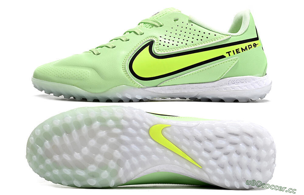 Men's Nike Tiempo Legend 9 TF Artificial Turf Low-Tops Football Shoes - Green/Yellow/Black 1