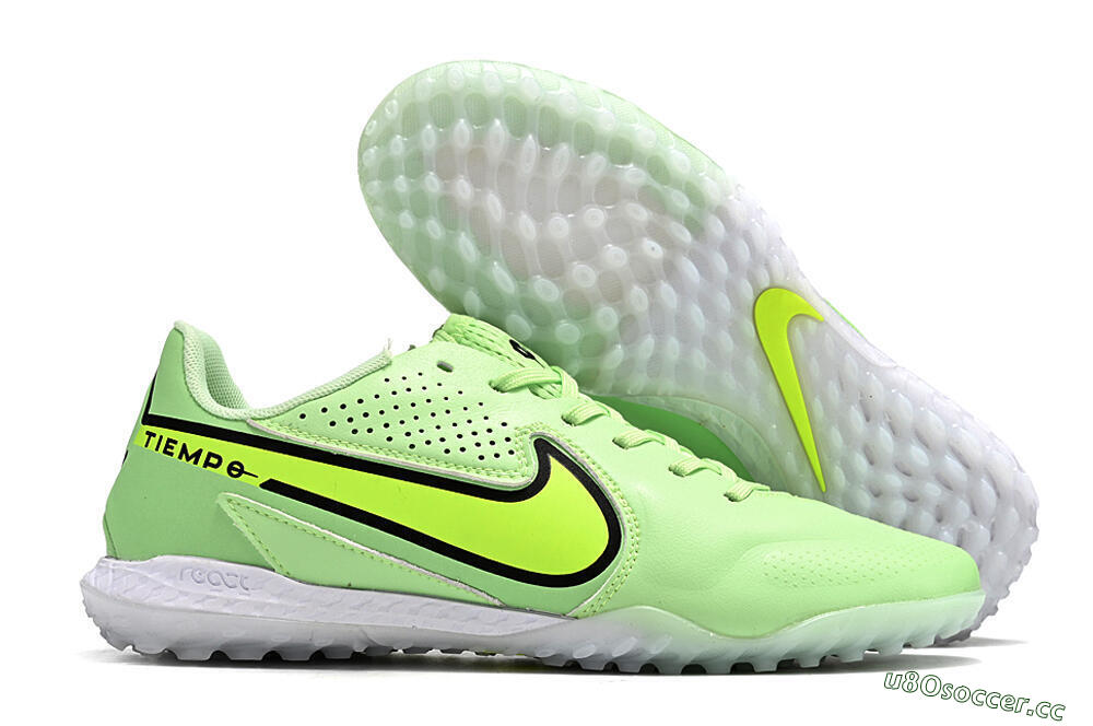 Men's Nike Tiempo Legend 9 TF Artificial Turf Low-Tops Football Shoes - Green/Yellow/Black 2