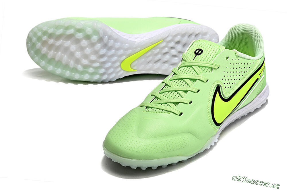 Men's Nike Tiempo Legend 9 TF Artificial Turf Low-Tops Football Shoes - Green/Yellow/Black 3
