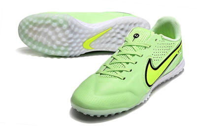 Men's Nike Tiempo Legend 9 TF Artificial Turf Low-Tops Football Shoes - Green/Yellow/Black