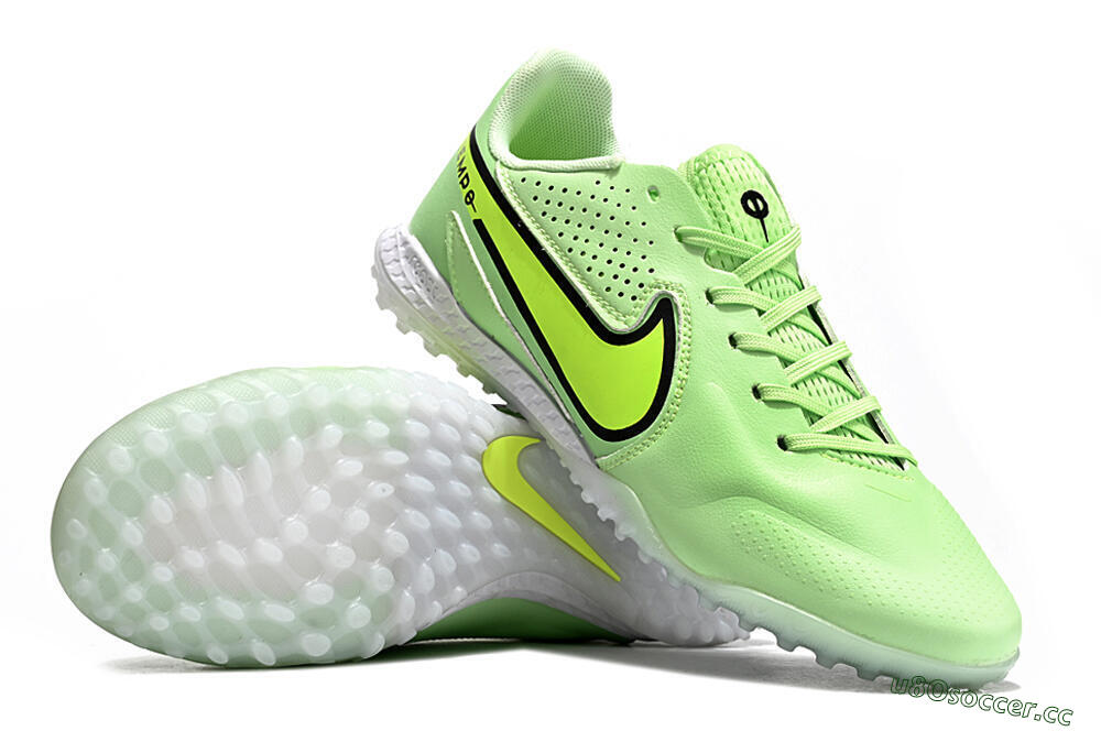 Men's Nike Tiempo Legend 9 TF Artificial Turf Low-Tops Football Shoes - Green/Yellow/Black 4
