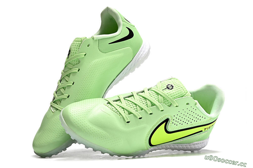 Men's Nike Tiempo Legend 9 TF Artificial Turf Low-Tops Football Shoes - Green/Yellow/Black 5