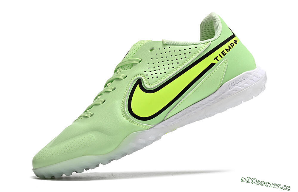 Men's Nike Tiempo Legend 9 TF Artificial Turf Low-Tops Football Shoes - Green/Yellow/Black 7