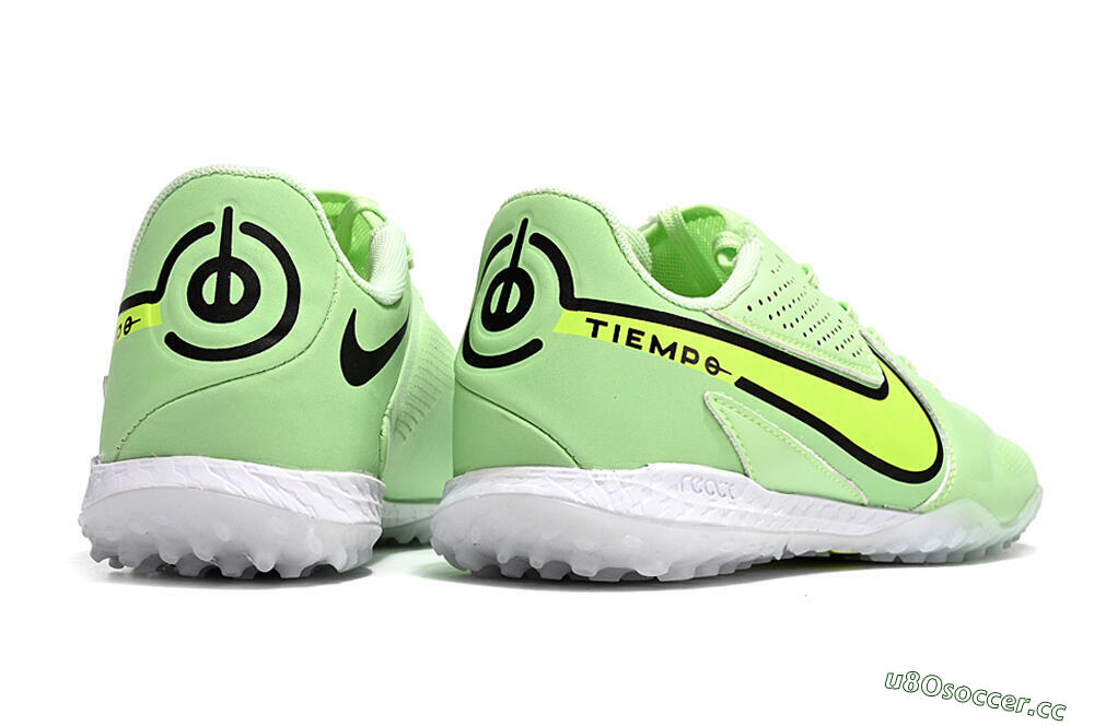Men's Nike Tiempo Legend 9 TF Artificial Turf Low-Tops Football Shoes - Green/Yellow/Black 8