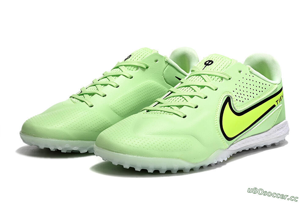 Men's Nike Tiempo Legend 9 TF Artificial Turf Low-Tops Football Shoes - Green/Yellow/Black 9
