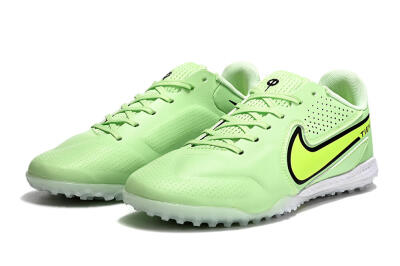 Men's Nike Tiempo Legend 9 TF Artificial Turf Low-Tops Football Shoes - Green/Yellow/Black