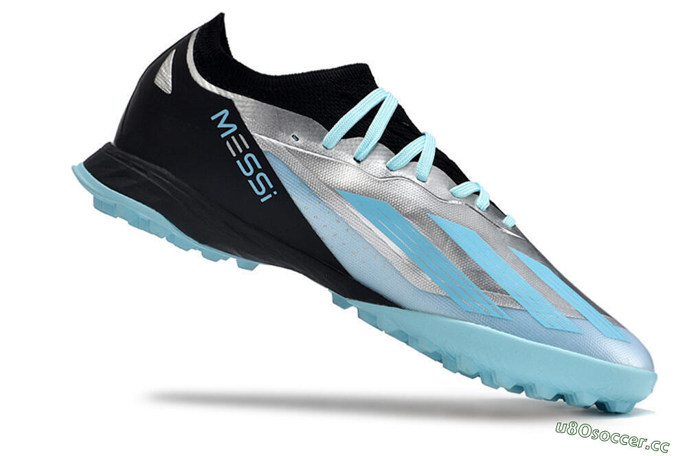 Men's Adidas X Crazyfast.1 TF Artificial Turf Low-Tops Football Shoes - Blue/Silver/Black 4