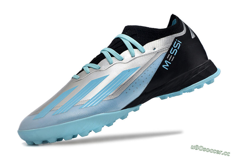 Men's Adidas X Crazyfast.1 TF Artificial Turf Low-Tops Football Shoes - Blue/Silver/Black 5