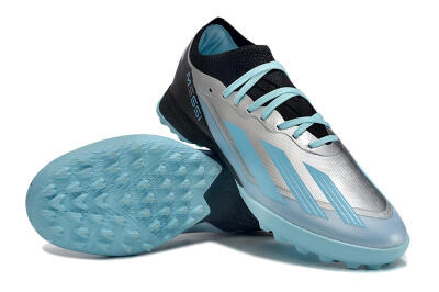 Men's Adidas X Crazyfast.1 TF Artificial Turf Low-Tops Football Shoes - Blue/Silver/Black