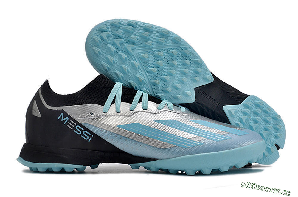 Men's Adidas X Crazyfast.1 TF Artificial Turf Low-Tops Football Shoes - Blue/Silver/Black 2