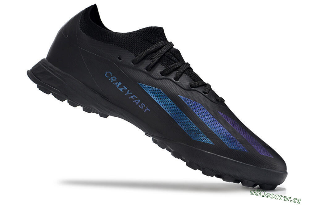 Men's Adidas X Crazyfast.1 TF Artificial Turf Low-Tops Football Shoes - Black/Purple 4