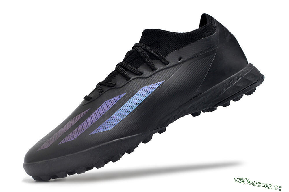 Men's Adidas X Crazyfast.1 TF Artificial Turf Low-Tops Football Shoes - Black/Purple 5