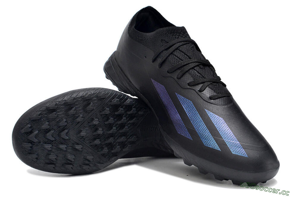Men's Adidas X Crazyfast.1 TF Artificial Turf Low-Tops Football Shoes - Black/Purple 3