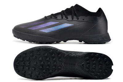 Men's Adidas X Crazyfast.1 TF Artificial Turf Low-Tops Football Shoes - Black/Purple