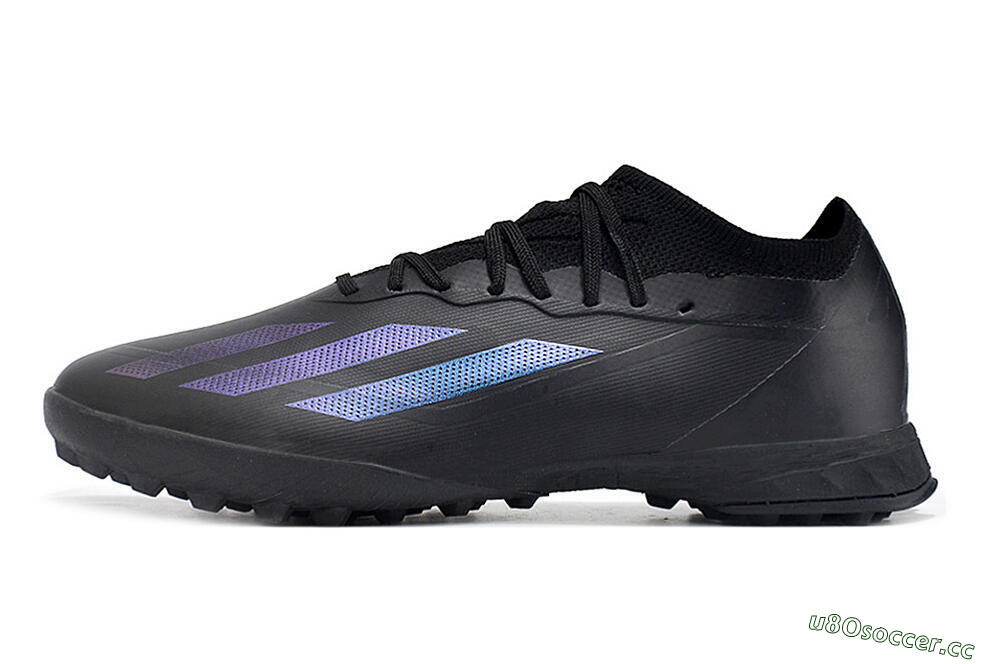 Men's Adidas X Crazyfast.1 TF Artificial Turf Low-Tops Football Shoes - Black/Purple 0