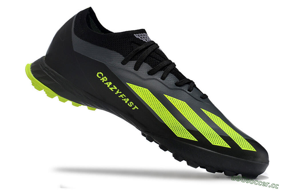 Men's Adidas X Crazyfast.1 TF Artificial Turf Low-Tops Football Shoes - Black/Yellow 4