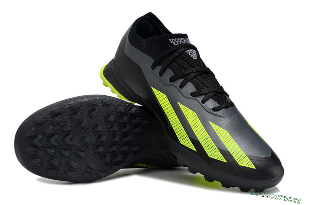Men's Adidas X Crazyfast.1 TF Artificial Turf Low-Tops Football Shoes - Black/Yellow 3