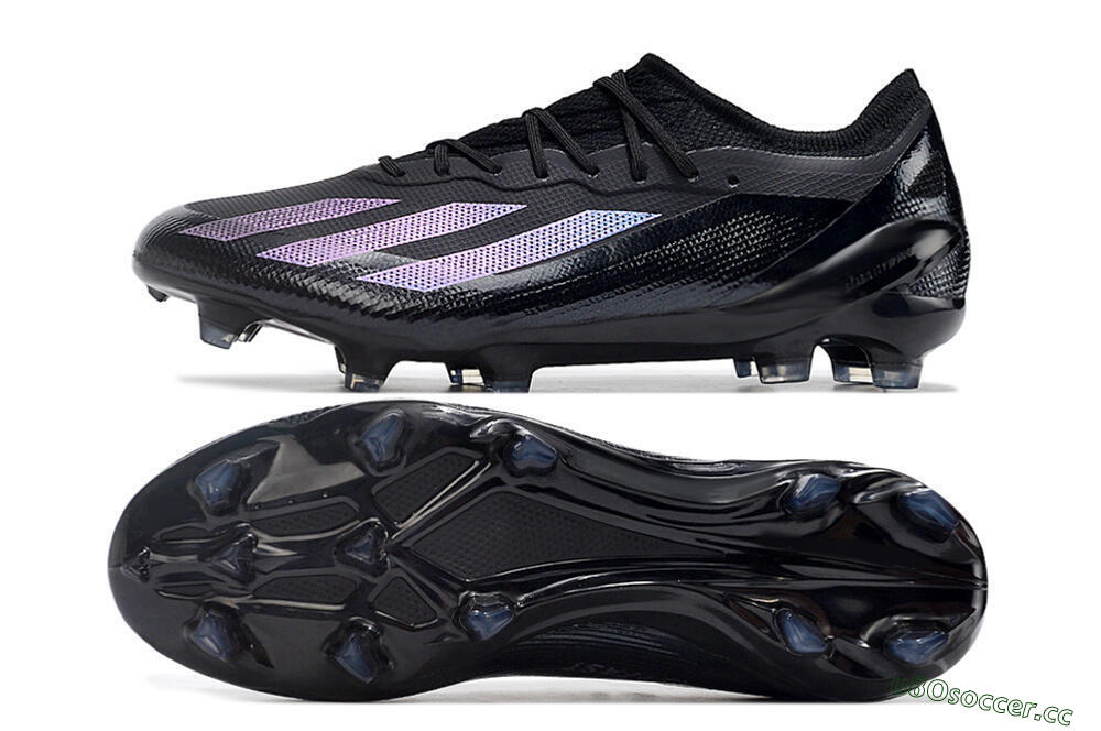 Men's Adidas X Crazyfast.1 FG Firm Ground Low-Tops Football Boots - Black/Purple 1