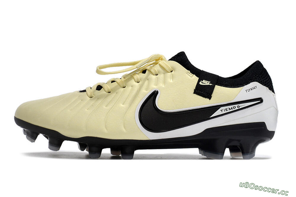 Men's NikeTiempo Legend 10 Elite FG Firm Ground Low-Tops Football Boots - Yellow/Black/White 0