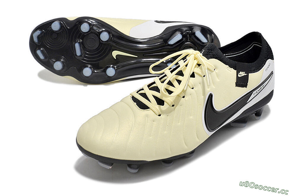 Men's NikeTiempo Legend 10 Elite FG Firm Ground Low-Tops Football Boots - Yellow/Black/White 3