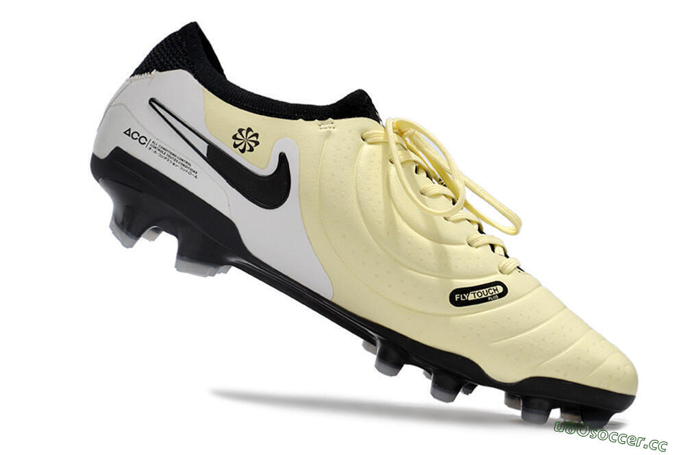 Men's NikeTiempo Legend 10 Elite FG Firm Ground Low-Tops Football Boots - Yellow/Black/White 4