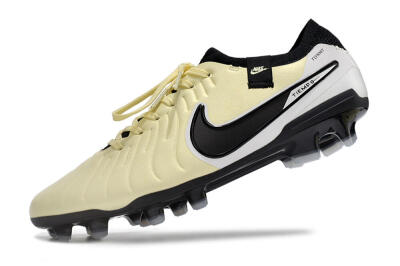 Men's NikeTiempo Legend 10 Elite FG Firm Ground Low-Tops Football Boots - Yellow/Black/White