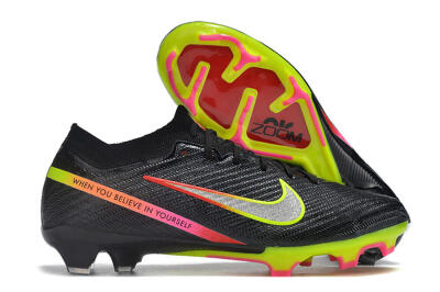 Unisex Nike Air Zoom Mercurial Vapor 15 Elite FG Firm Ground Low-Tops Football Boots - Black/Silver/Green/Red