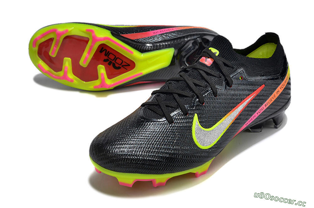 Unisex Nike Air Zoom Mercurial Vapor 15 Elite FG Firm Ground Low-Tops Football Boots - Black/Silver/Green/Red 3