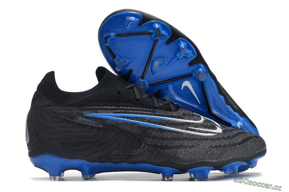 Men's Nike Phantom GX Elite FG Firm Ground Low-Tops Football Boots - Black/Grey/Blue 2