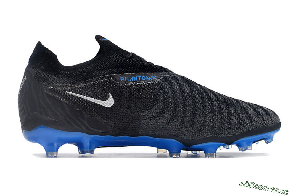 Men's Nike Phantom GX Elite FG Firm Ground Low-Tops Football Boots - Black/Grey/Blue 7