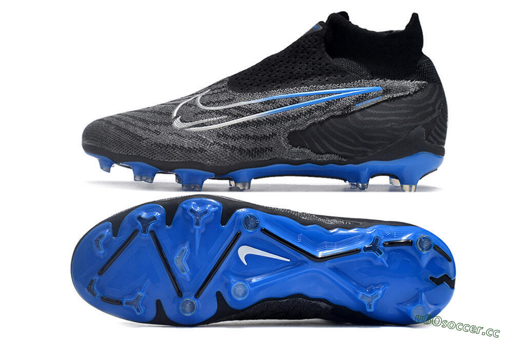 Men's Nike Phantom GX Elite DF Link FG Firm Ground High-Tops Football Boots - Grey/Black/Blue 1