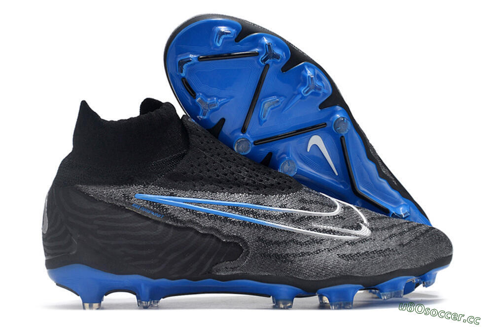 Men's Nike Phantom GX Elite DF Link FG Firm Ground High-Tops Football Boots - Grey/Black/Blue 2