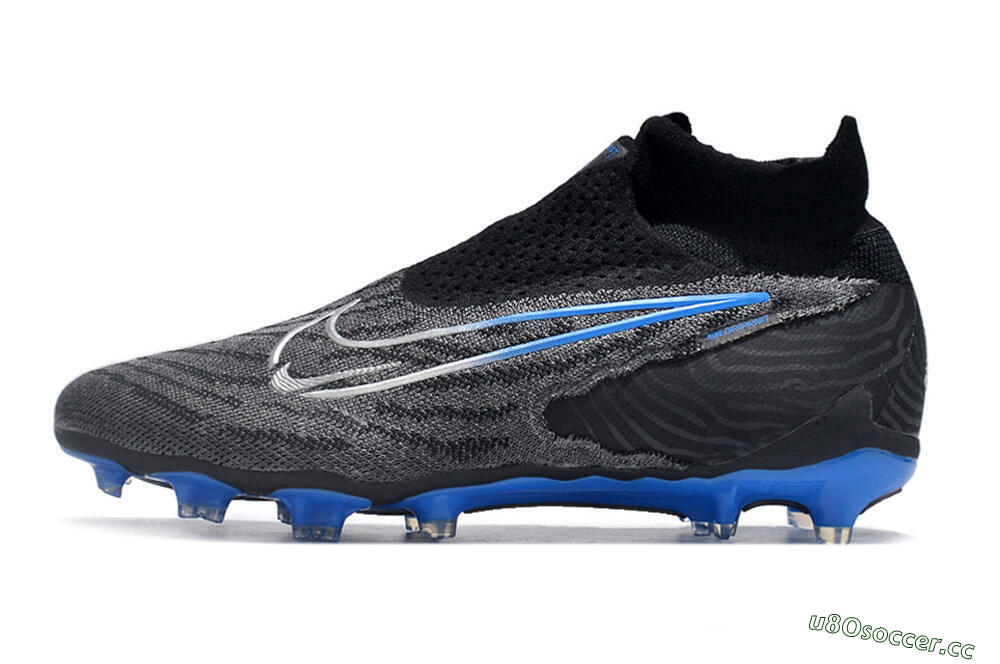 Men's Nike Phantom GX Elite DF Link FG Firm Ground High-Tops Football Boots - Grey/Black/Blue 0