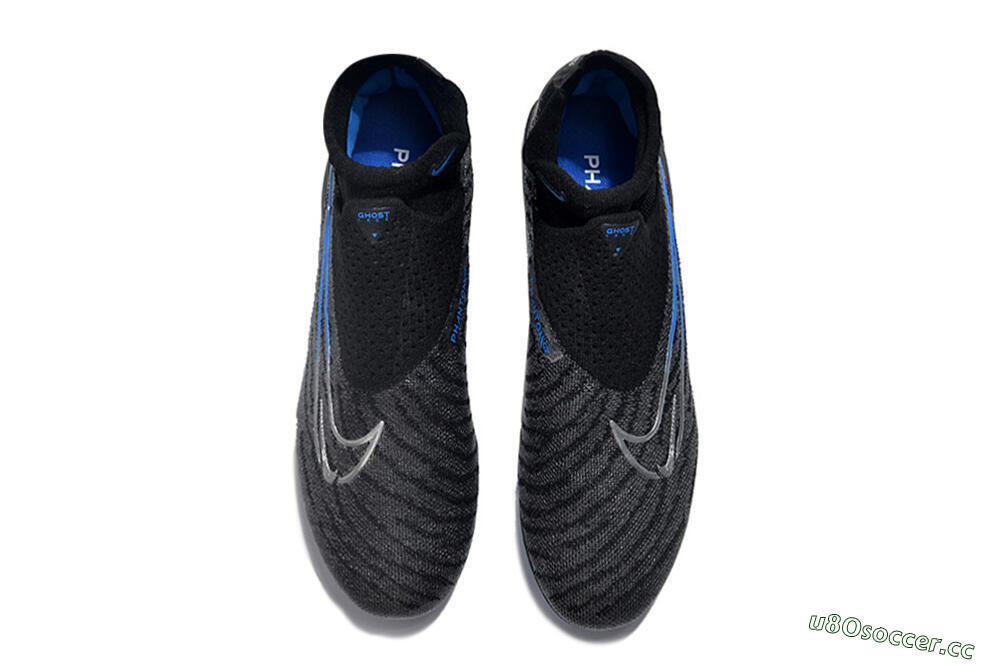Men's Nike Phantom GX Elite DF Link FG Firm Ground High-Tops Football Boots - Grey/Black/Blue 4