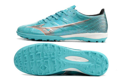 Men's Mizuno Alpha Made in Japan TF Artificial Turf Low-Tops Football Shoes - Blue/Orange/White