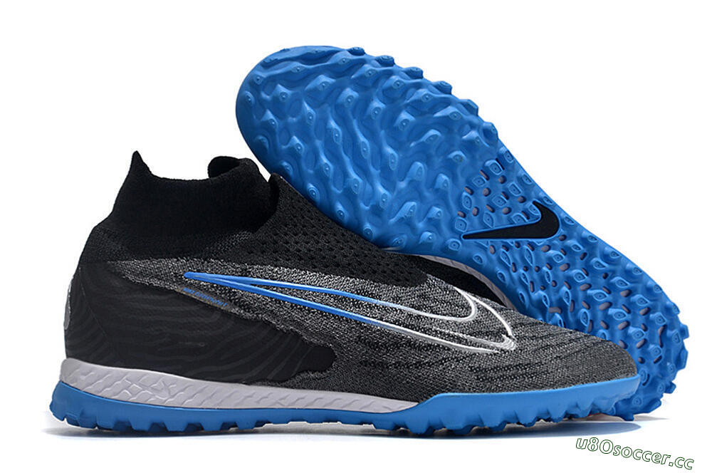 Unisex Nike Phantom GX Elite DF Link TF Artificial Turf High-Tops Football Shoes - Black/Blue/White 2
