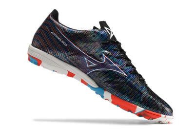 Men's Mizuno Alpha Made in Japan TF Artificial Turf Low-Tops Football Shoes - Black/Red/Blue