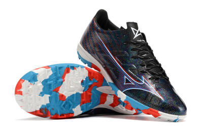 Men's Mizuno Alpha Made in Japan TF Artificial Turf Low-Tops Football Shoes - Black/Red/Blue