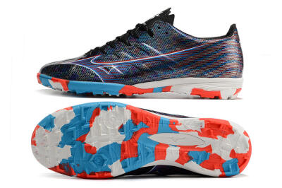 Men's Mizuno Alpha Made in Japan TF Artificial Turf Low-Tops Football Shoes - Black/Red/Blue