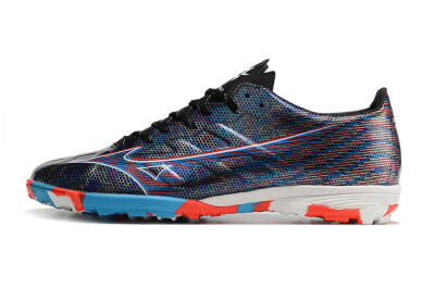 Men's Mizuno Alpha Made in Japan TF Artificial Turf Low-Tops Football Shoes - Black/Red/Blue