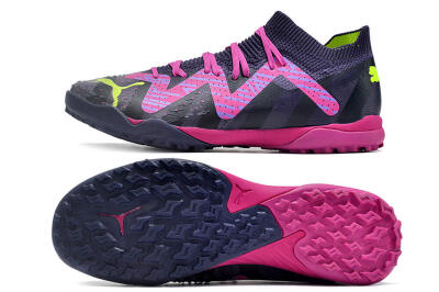 Men's Puma Ultra Ultimate TF Artificial Turf Low-Tops Football Shoes - Purple/Pink/Yellow