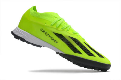 Men's Adidas X Crazyfast.1 TF Artificial Turf Low-Tops Football Shoes - Green/Black/White