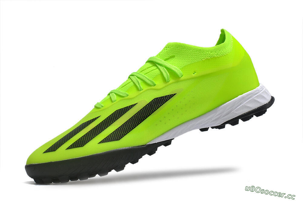 Men's Adidas X Crazyfast.1 TF Artificial Turf Low-Tops Football Shoes - Green/Black/White 5