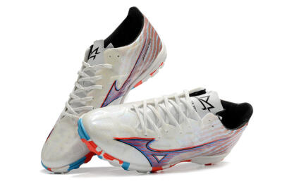 Men's Mizuno Alpha Made in Japan TF Artificial Turf Low-Tops Football Shoes - Beige/Blue/Red