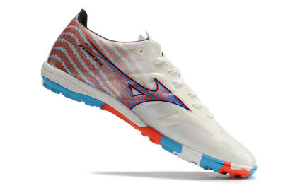 Men's Mizuno Alpha Made in Japan TF Artificial Turf Low-Tops Football Shoes - Beige/Blue/Red