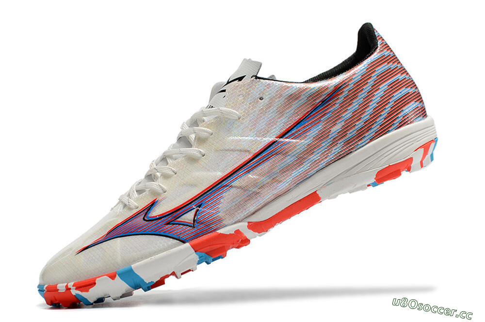 Men's Mizuno Alpha Made in Japan TF Artificial Turf Low-Tops Football Shoes - Beige/Blue/Red 7