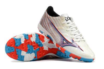 Men's Mizuno Alpha Made in Japan TF Artificial Turf Low-Tops Football Shoes - Beige/Blue/Red