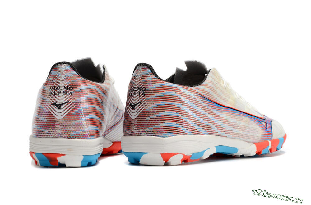 Men's Mizuno Alpha Made in Japan TF Artificial Turf Low-Tops Football Shoes - Beige/Blue/Red 8