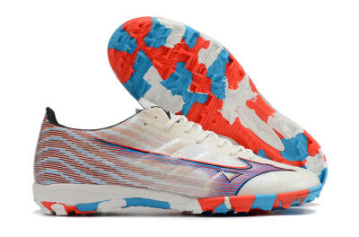 Men's Mizuno Alpha Made in Japan TF Artificial Turf Low-Tops Football Shoes - Beige/Blue/Red