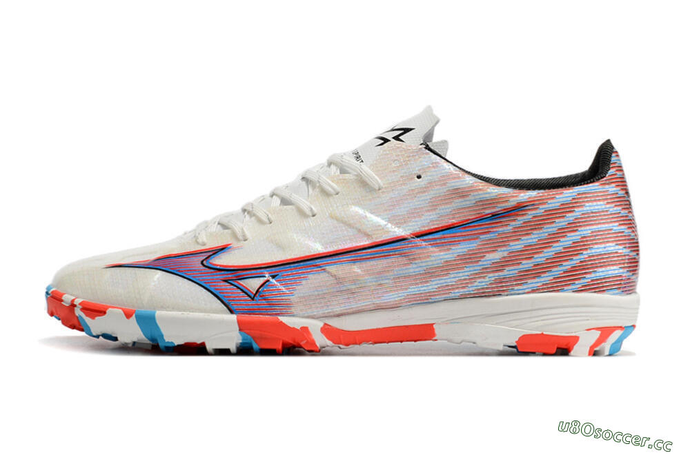 Men's Mizuno Alpha Made in Japan TF Artificial Turf Low-Tops Football Shoes - Beige/Blue/Red 0
